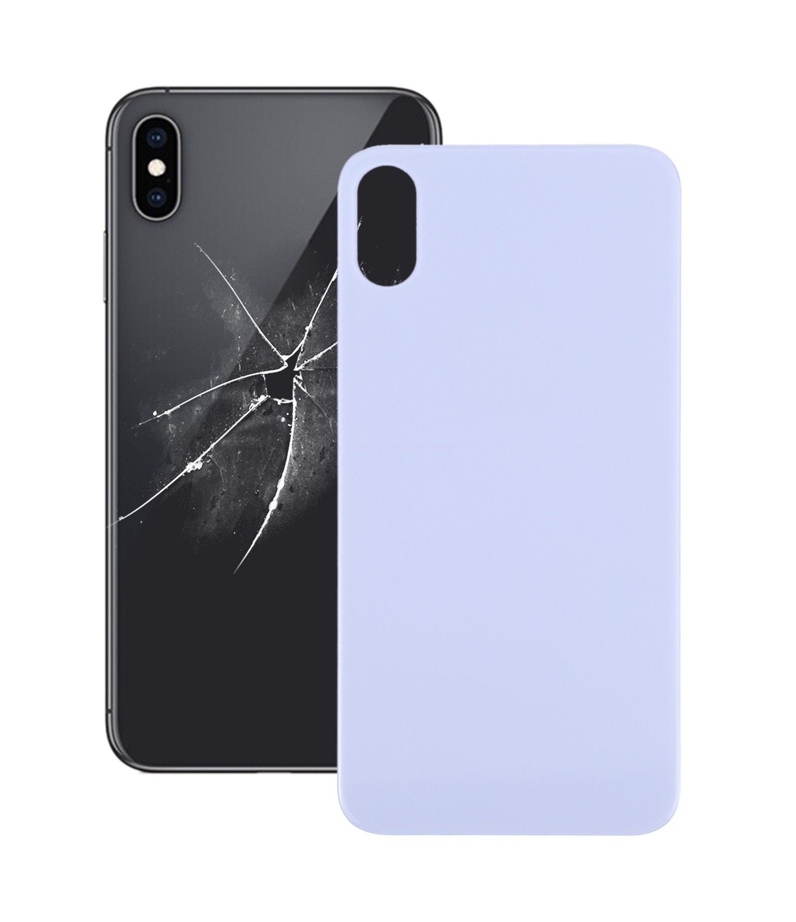 Easy Replacement Big Camera Hole Glass Back Battery Cover for iPhone X / XS(Purple)