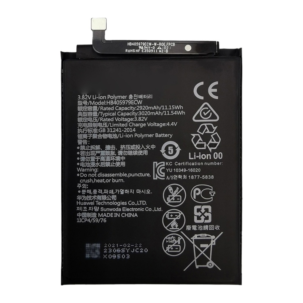 3020mAh HB405979ECW Li-Polymer Battery Replacement for Huawei Y5P / Enjoy 8A / Honor 7A / P smart