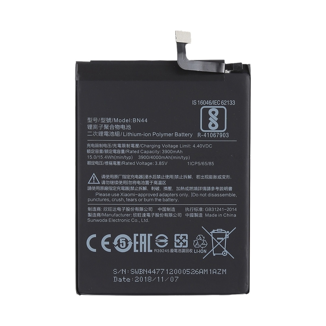 3900mAh BN44 for Xiaomi Redmi 5 Plus Li-Polymer Battery