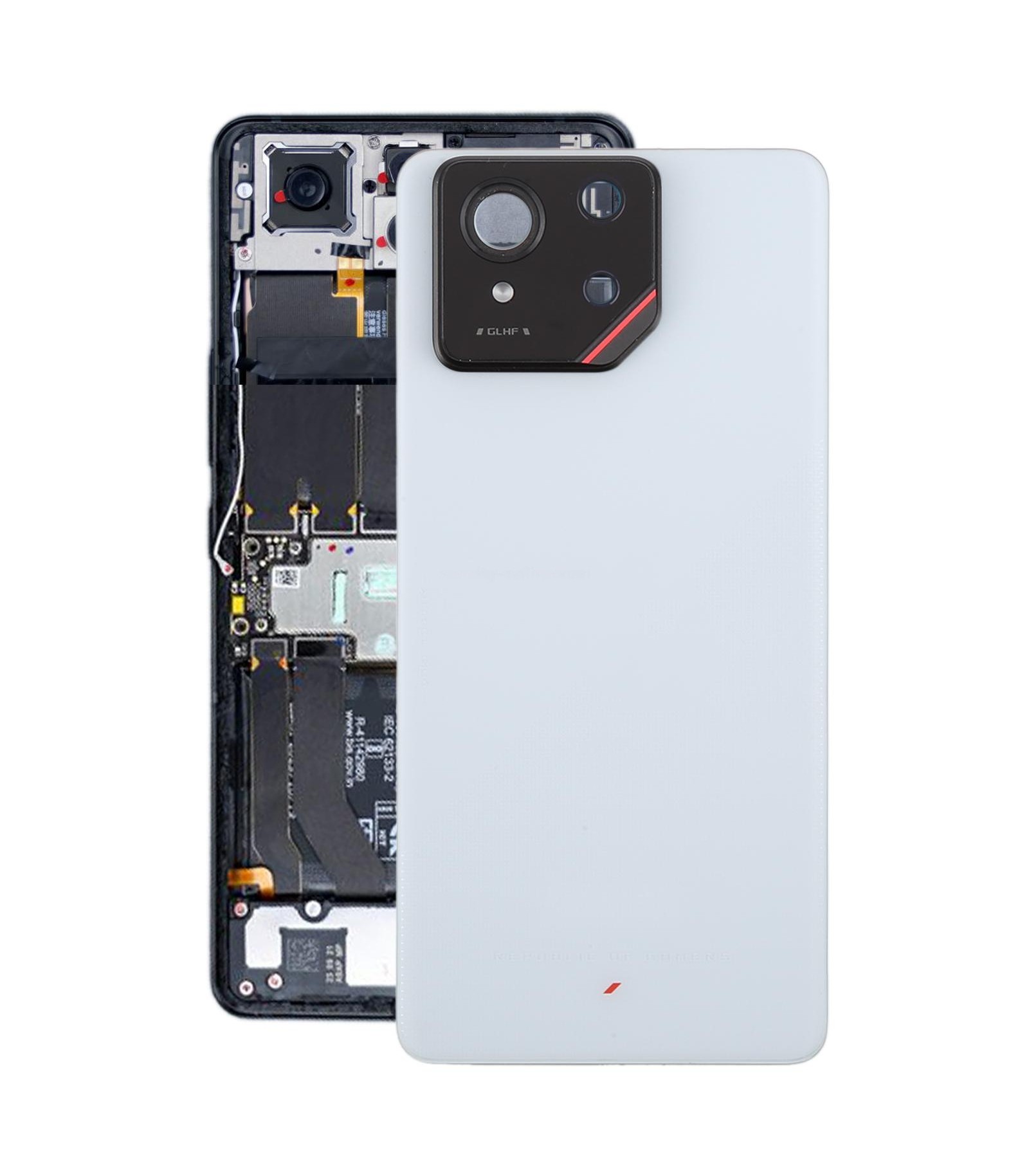 For Asus ROG Phone 9 5G Original Glass Battery Back Cover with Camera Lens Cover(Matte White)