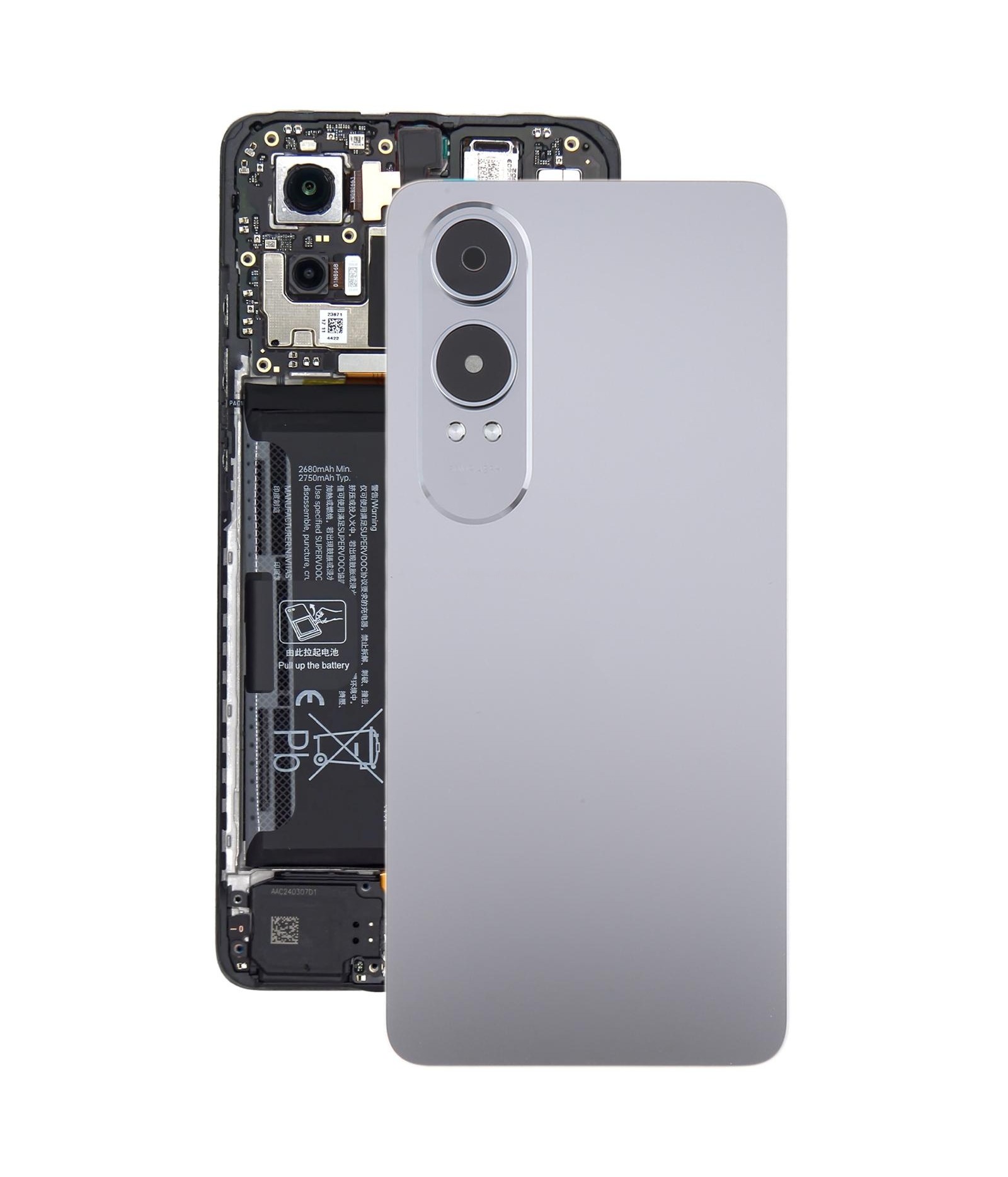 For OnePlus Nord CE4 Lite Plastic Back Cover with Camera Lens Cover(Silver)