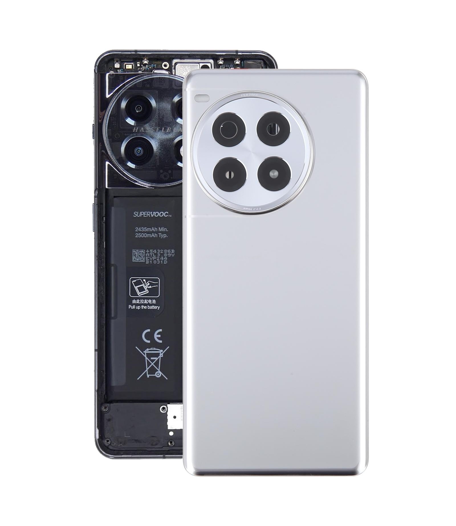 For OnePlus Ace 3 Pro PJX110 Original Glass Battery Back Cover with Camera Lens(Silver)