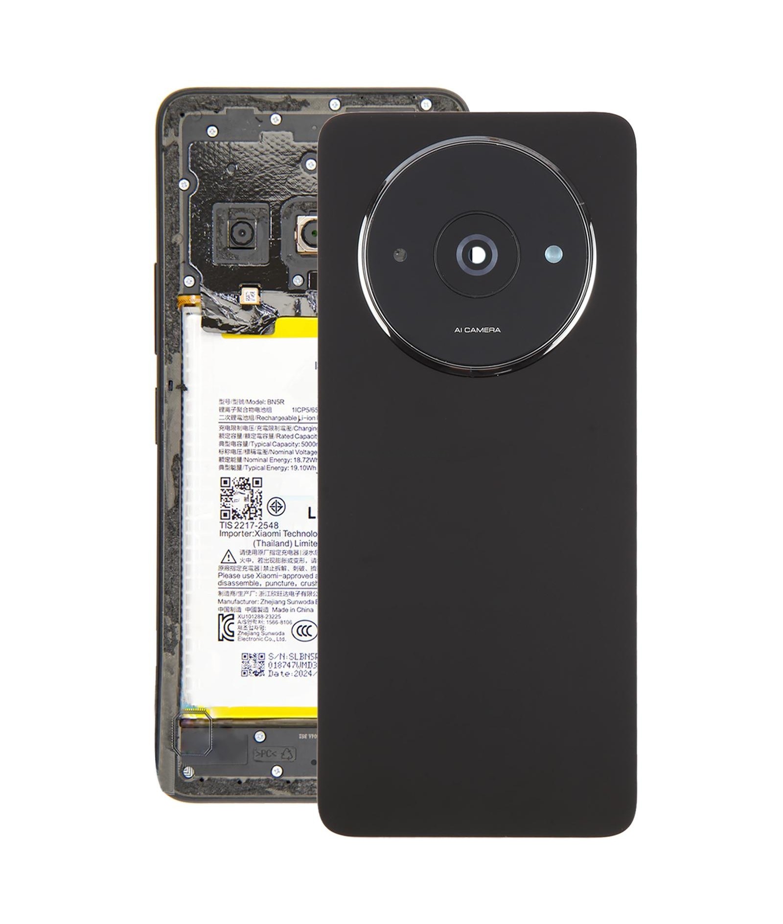 For Xiaomi Redmi A3 4G OEM Back Cover with Camera Lens Cover(Black)