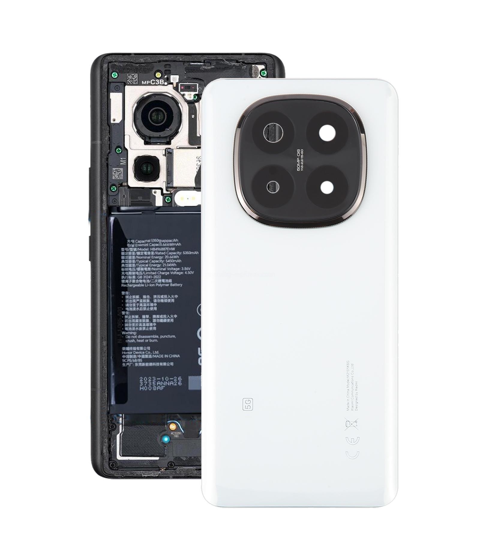 For Xiaomi Redmi Note 14 Pro+ 5G OEM Back Cover with Camera Lens Cover(White)