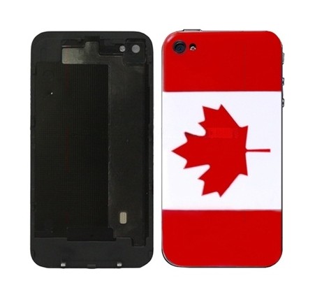 Canada Flag Style Glass Back Cover for iPhone 4