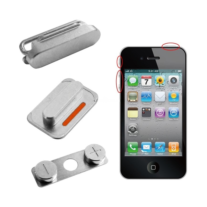 Original Volume Key + Mute Switch Button Key + Lock Button Power Key Switch ON / OFF for iPhone 4S
