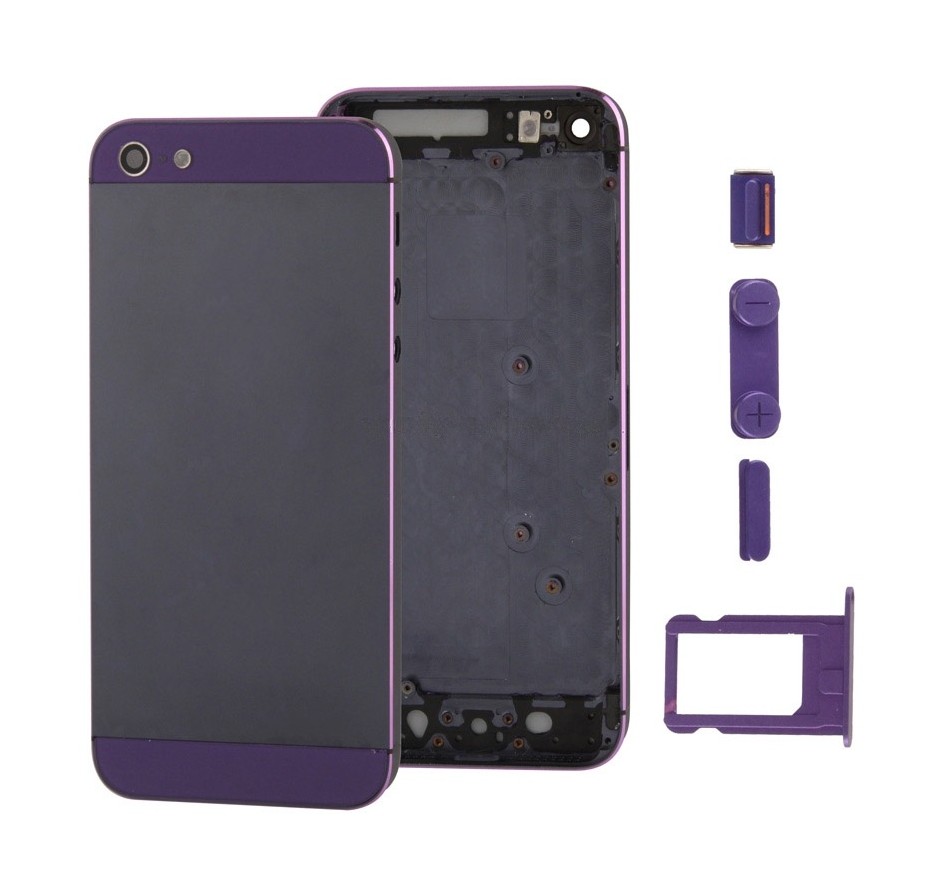 Full Housing Alloy Back Cover with Mute Button + Power Button + Volume Button + Nano SIM Card Tray for iPhone 5