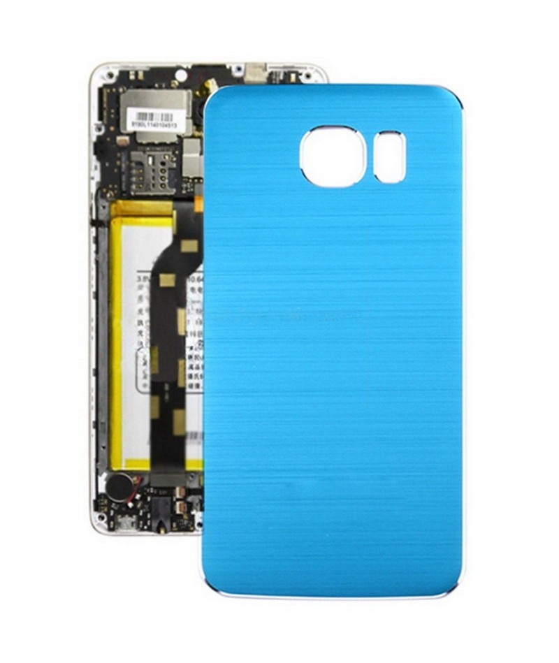 For Galaxy S6 Metal Wire Drawing Battery Back Cover (Blue)