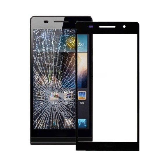 For Huawei Ascend P6 Front Screen Outer Glass Lens(Black)