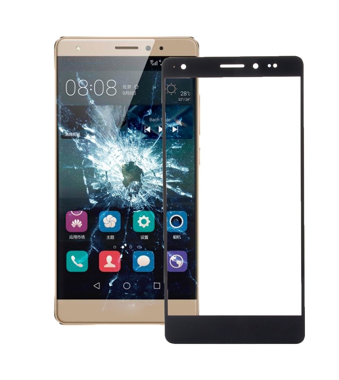 For Huawei Mate S Front Screen Outer Glass Lens(Black)