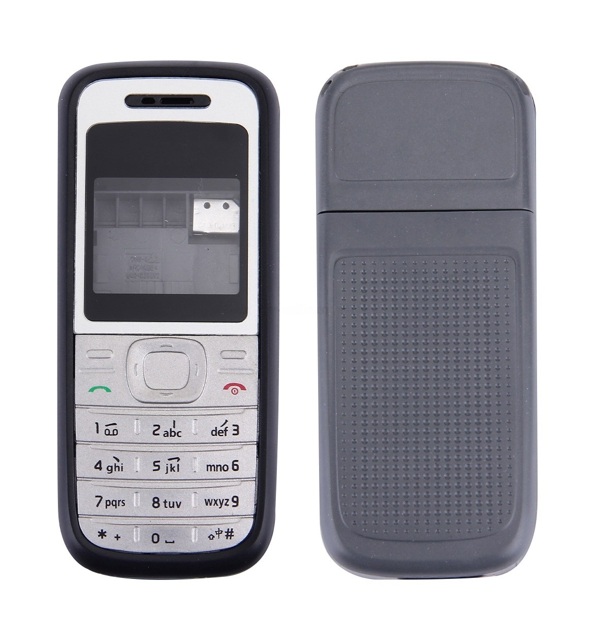 Full Housing Cover (Front Cover + Middle Frame Bezel + Battery Back Cover) for Nokia 1200 / 1208 / 1209(Black)