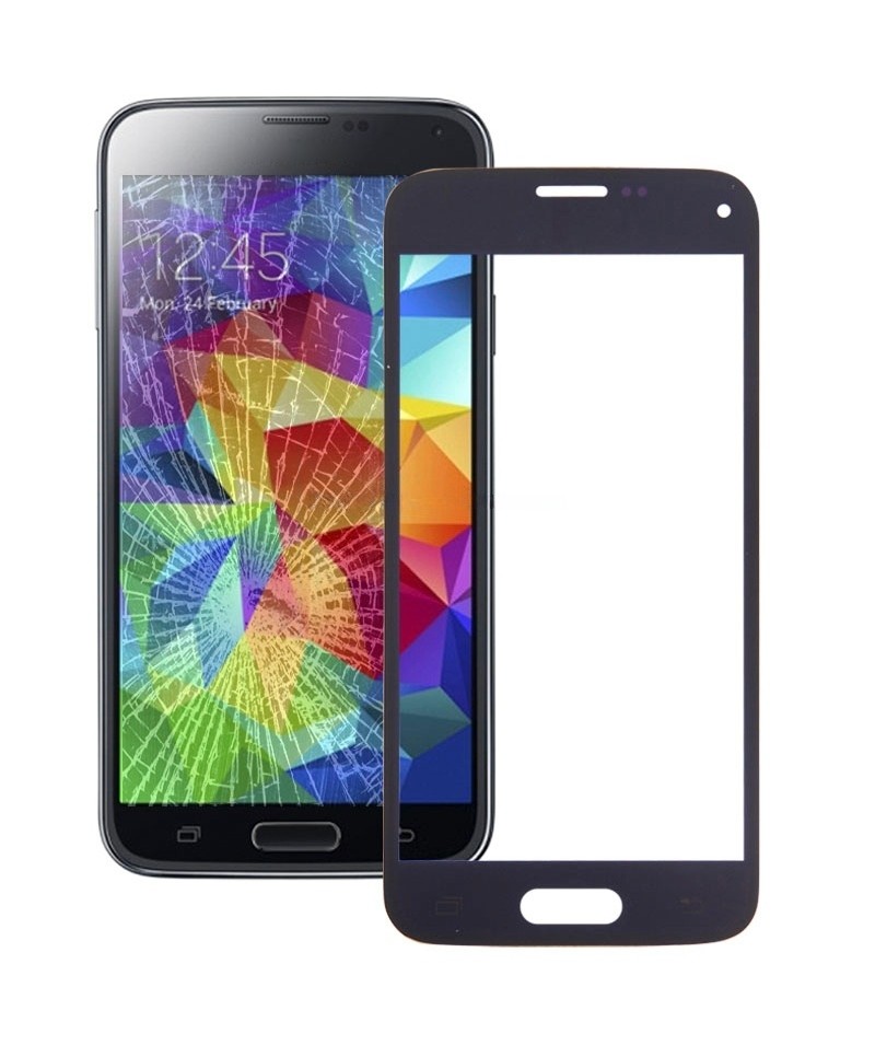 For Galaxy S5 mini Front Screen Outer Glass Lens (Dark Blue)