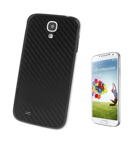 For Galaxy S IV / i9500 Carbon Fiber Texture Skin Plastic Material Battery Cover (Black)