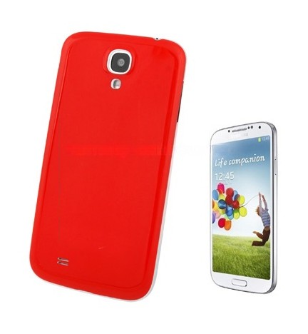 For Galaxy S IV / i9500 Smooth Surface Pure Color Plastic Material Battery Cover (Red)