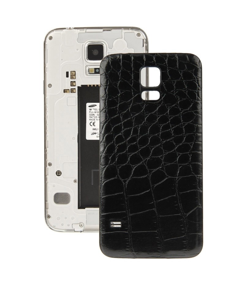 For Galaxy S5 / G900 Crocodile Texture Plating Plastic Material Back Cover (Black)