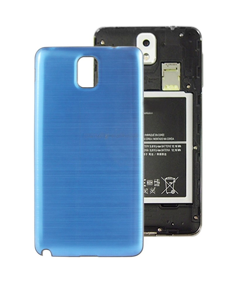 For Galaxy Note III / N9000 Full Metallic Brushed Battery Cover with Black Frame (Blue)
