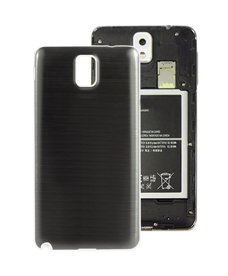 For Galaxy Note III / N9000 Full Metallic Brushed Battery Cover with White Frame (Black)