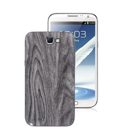 For Galaxy Note II / N7100 Wooden Texture Paste Skin Plastic Battery Cover (Grey)