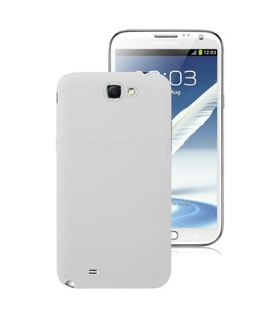 For Galaxy Note II / N7100 Litchi Texture Paste Skin Plastic Battery Cover (White)