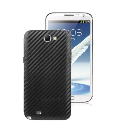 For Galaxy Note II / N7100 Carbon Fiber Style Paste Skin Plastic Battery Cover (Black)