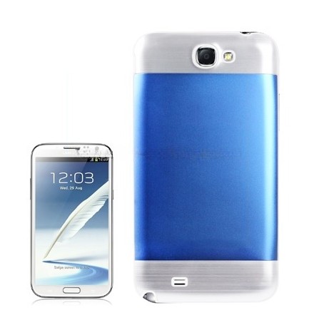 For Galaxy Note II / N7100 2-color Metallic Brushed Plastic Battery Cover (Dark Blue)