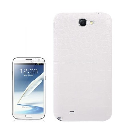 For Galaxy Note II / N7100 Crocodile Texture Paste Skin Plastic Battery Cover (White)