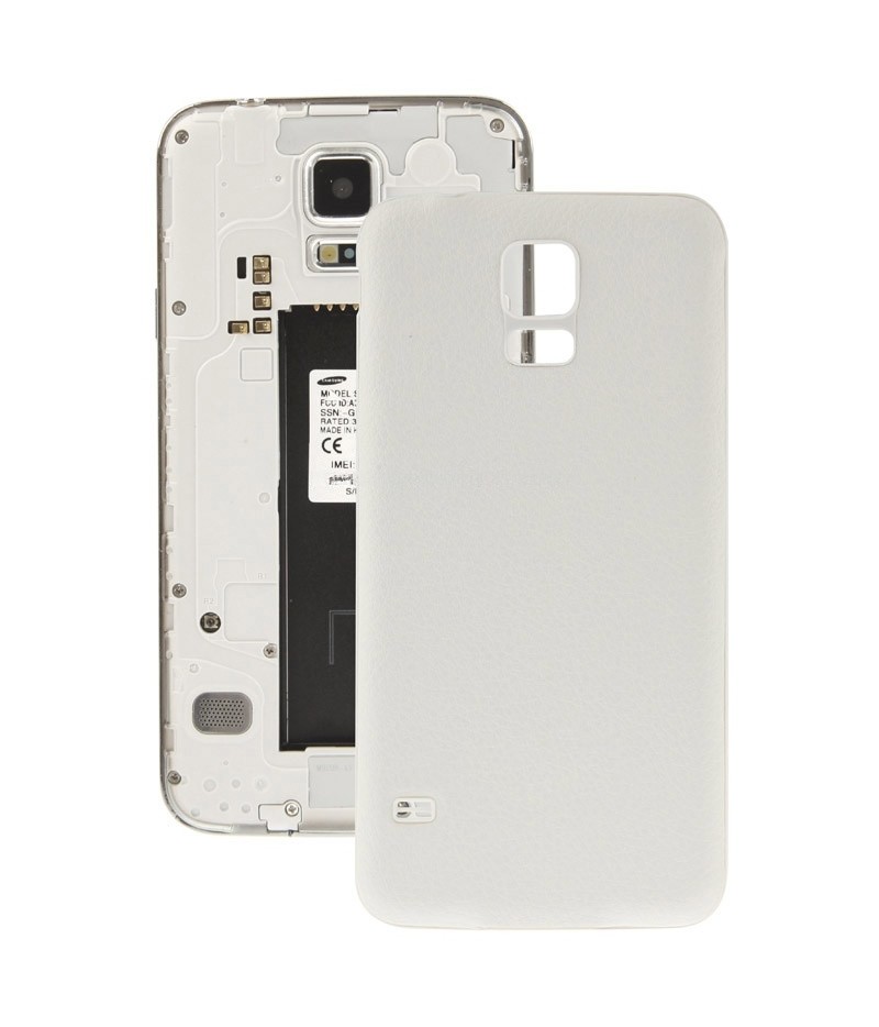 For Galaxy S5 / G900 Litchi Texture Plating Plastic Material Back Cover (White)