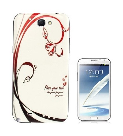 For Galaxy Note II / N7100 Illustration Style Diamond Plastic Material Back Cover (Budding Flower Vine Pattern)