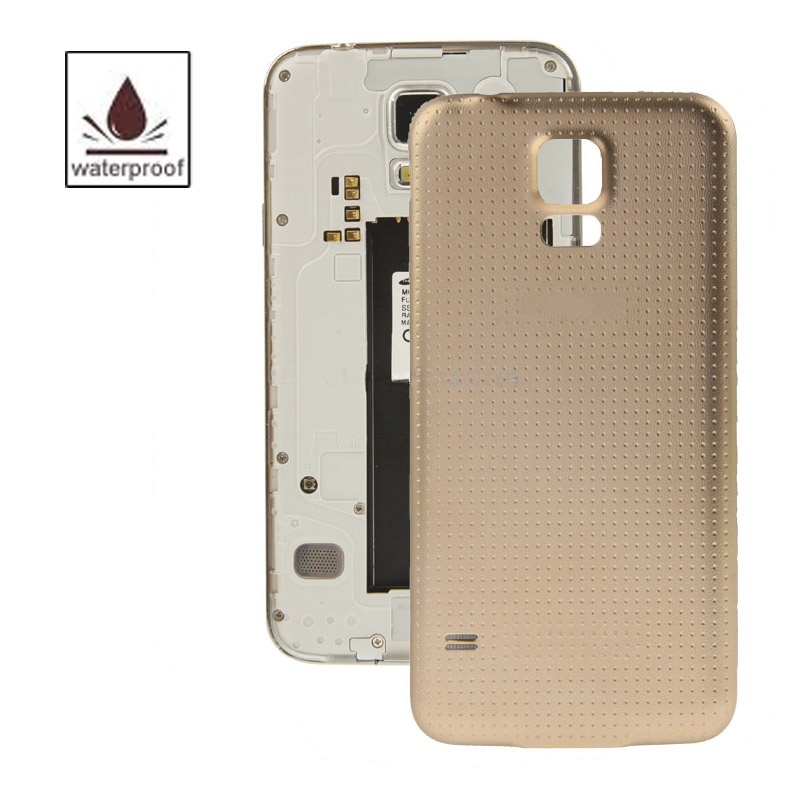 For Galaxy S5 / G900 High Quality Plastic Material Battery Housing Door Cover with Waterproof Function (Gold)