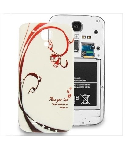 For Galaxy S IV / i9500 Illustration Style Diamond Plastic Material Back Cover (Budding Flower Vine Pattern)