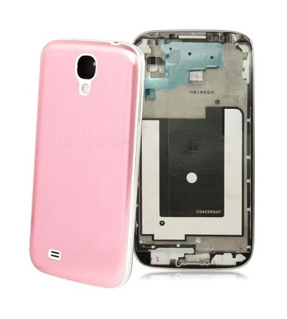 For Galaxy S IV / i9500 Full Housing High Quality Chassis + Metallic Brushed Plastic Material Battery Cover (Pink)