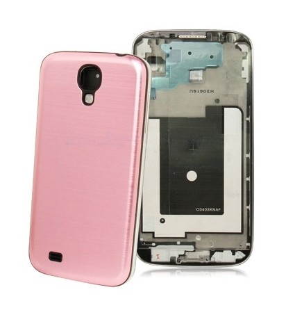 For Galaxy S IV / i9500 Full Housing High Quality Chassis + Metallic Brushed Plastic Material Battery Cover (Pink)