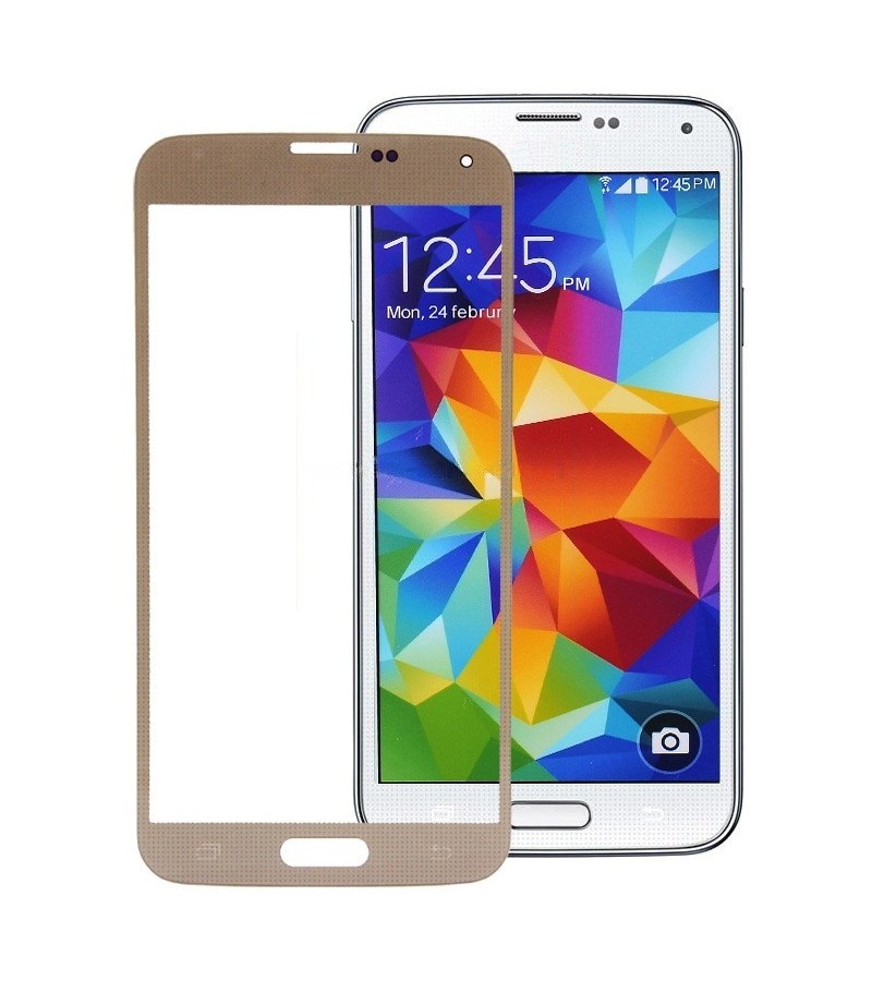 For Galaxy S5 / G900 Front Screen Outer Glass Lens (Gold)