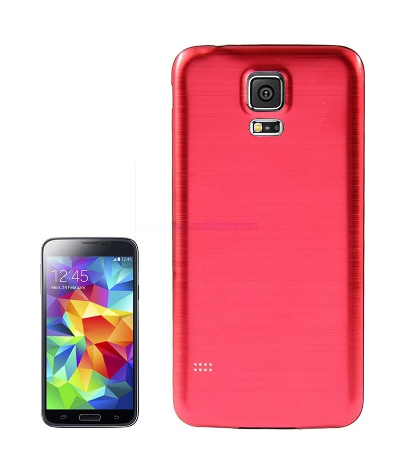 For Galaxy S5 / G900 with Word Metallic + Plastic Combination Battery Cover with Black Edge (Red)