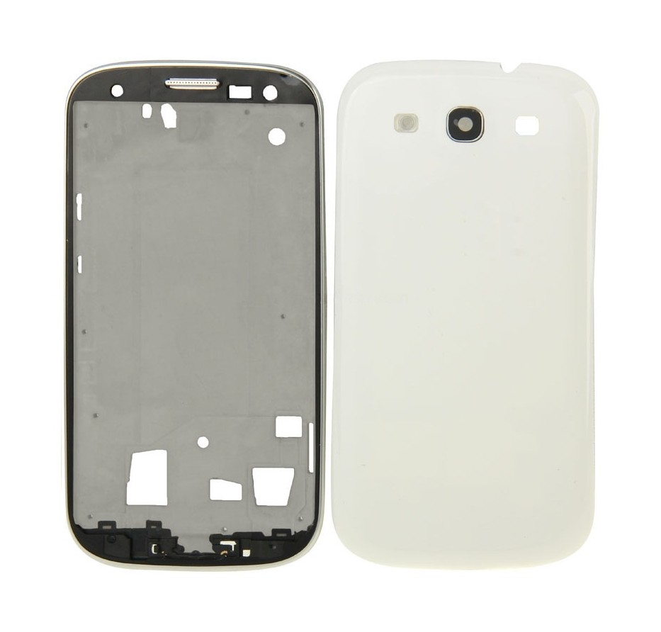 For Galaxy SIII CDMA / i535 / R530 Full Housing LCD Frame Bezel Plate + Back Cover (White)