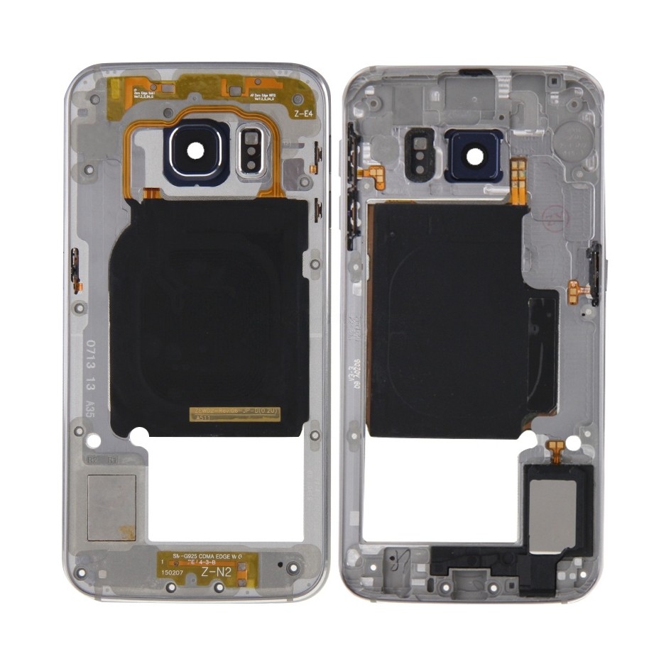 For Galaxy S6 Edge / G925 Back Plate Housing Camera Lens Panel with Side Keys and Speaker Ringer Buzzer (Grey)