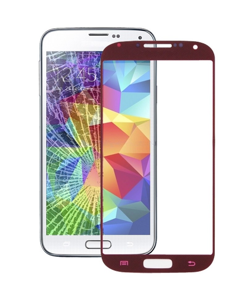 For Galaxy S5 / G900 Front Screen Outer Glass Lens (Red)