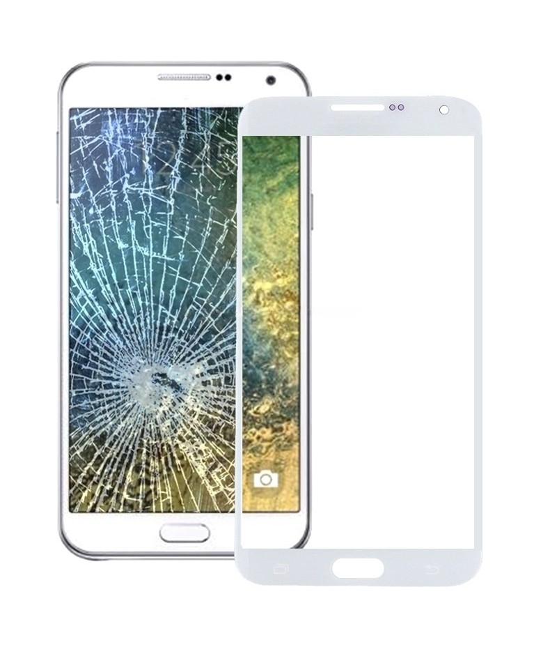For Galaxy E5 Front Screen Outer Glass Lens (White)