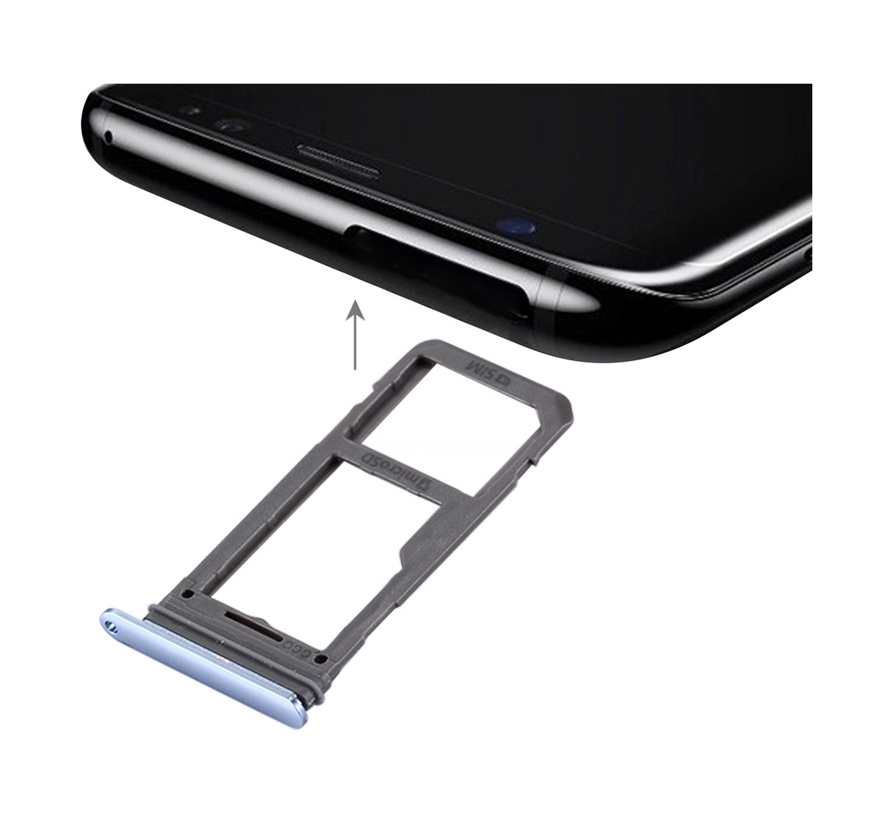 For Galaxy S8 SIM Card Tray + Micro SD Tray (Blue)