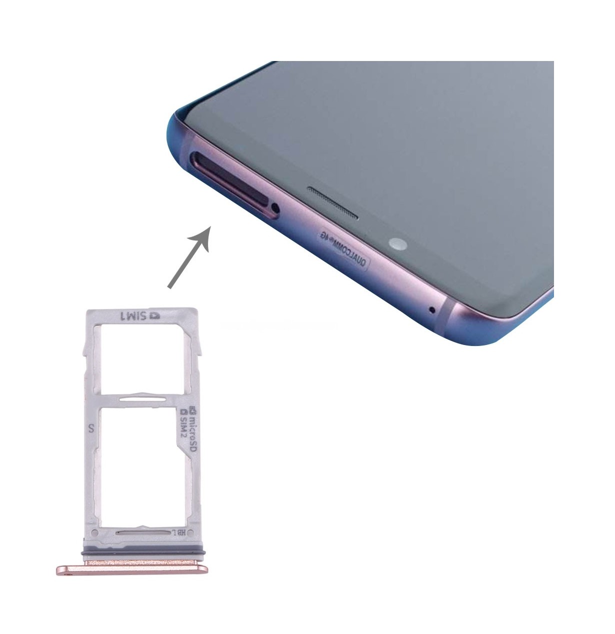 For Galaxy S9+ / S9 SIM & SIM / Micro SD Card Tray(Rose Gold)