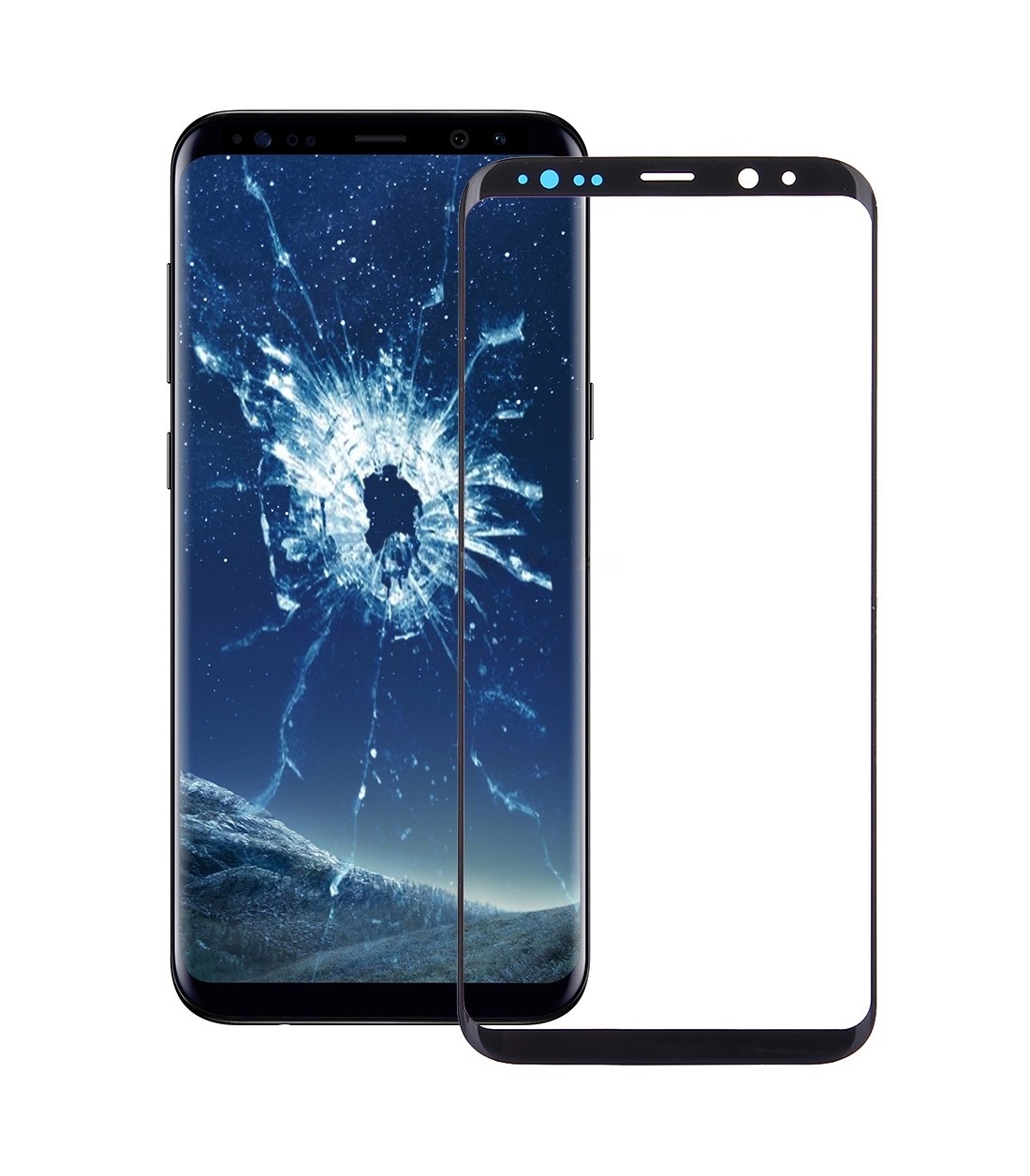 For Galaxy S9+ Front Screen Outer Glass Lens(Black)