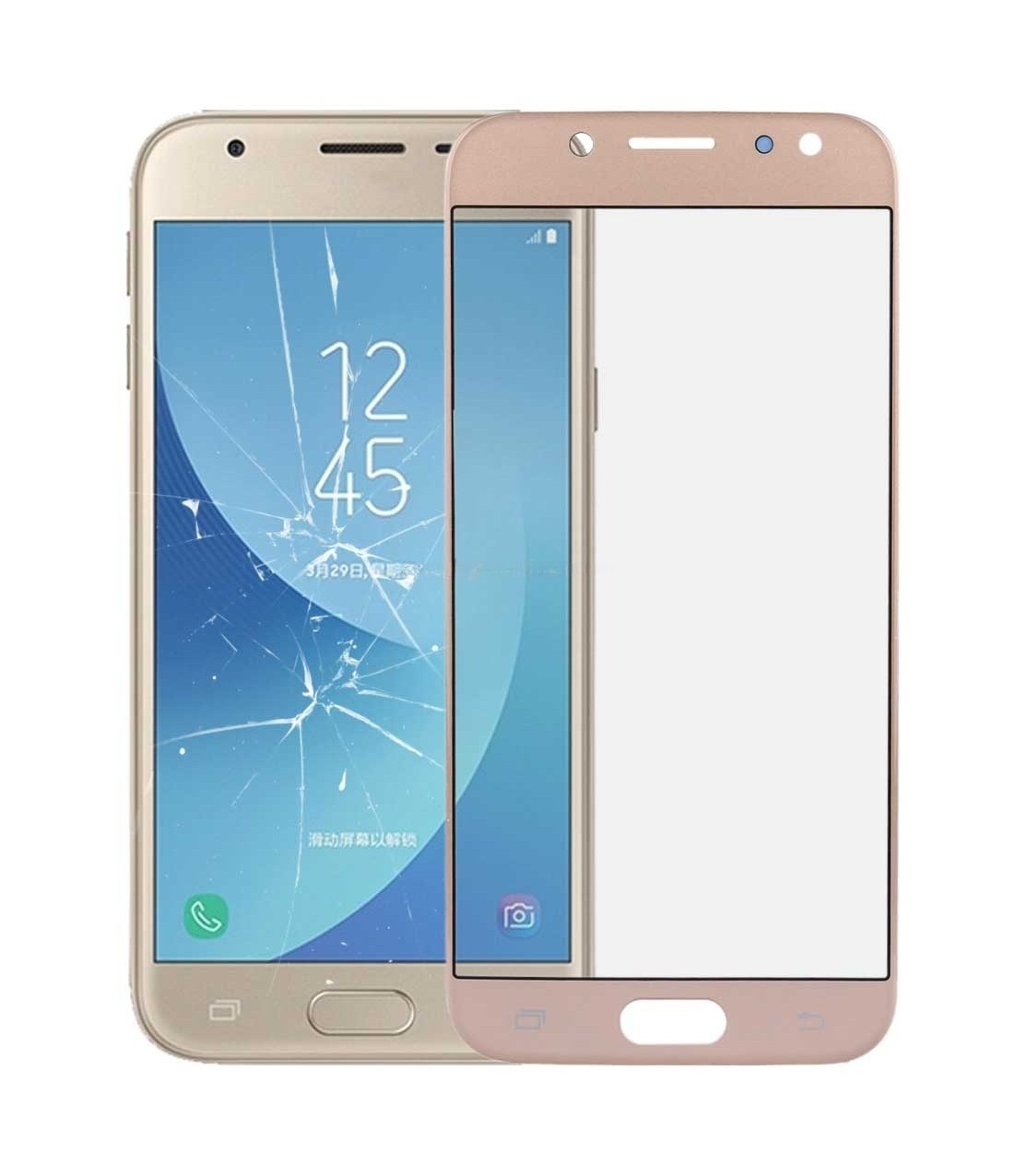 For Galaxy J3 (2017) / J330 Front Screen Outer Glass Lens (Gold)