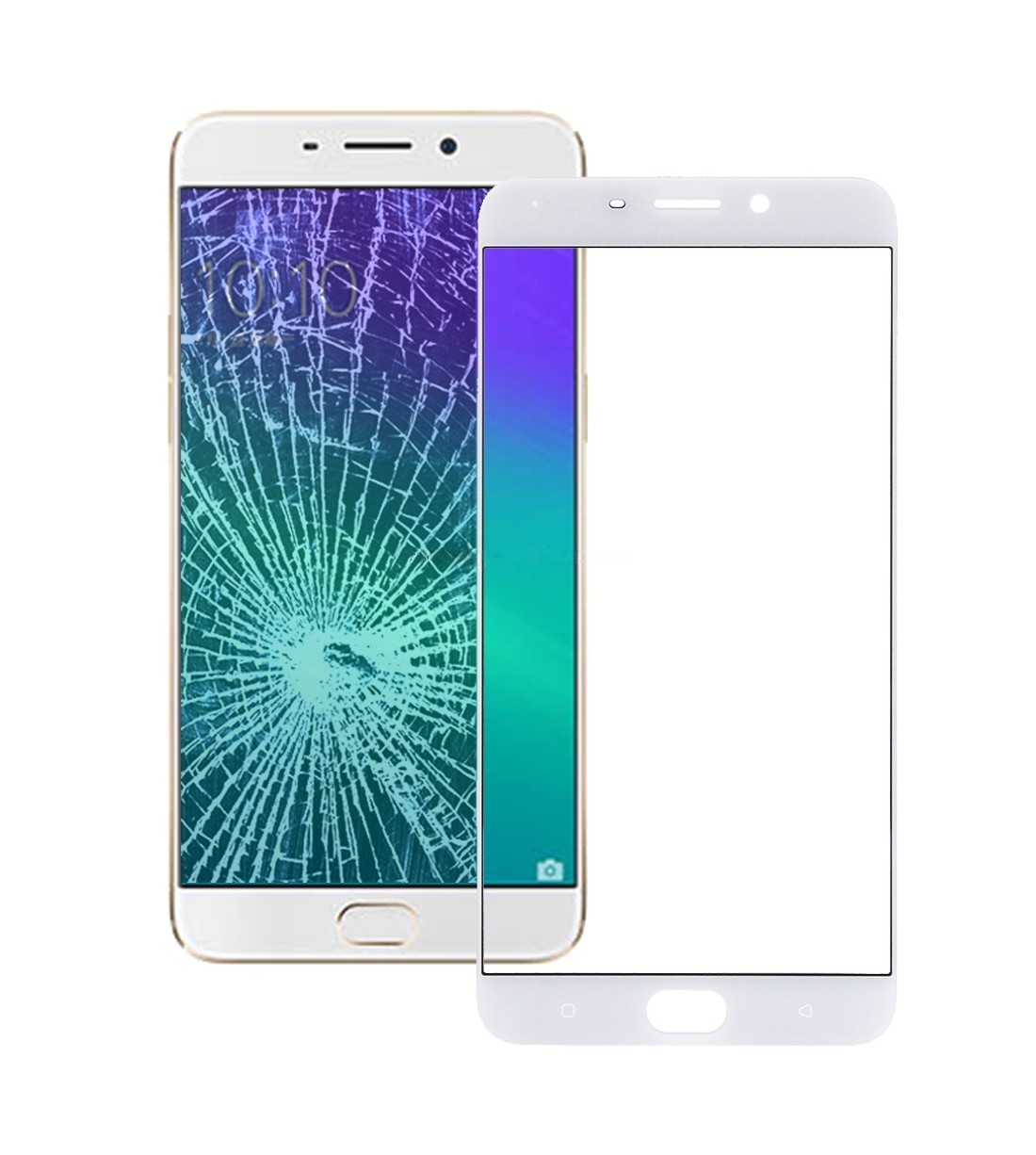 For OPPO R9 Plus Front Screen Outer Glass Lens (White)