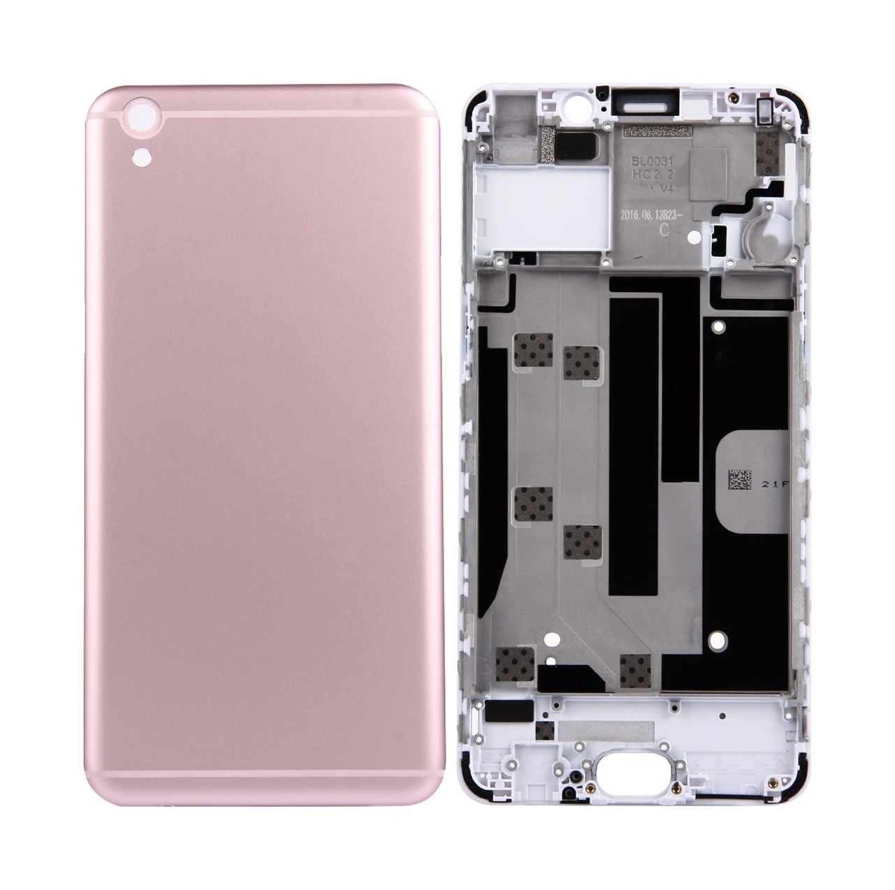 For OPPO R9 Plus Battery Back Cover + Front Housing LCD Frame Bezel Plate (Rose Gold)