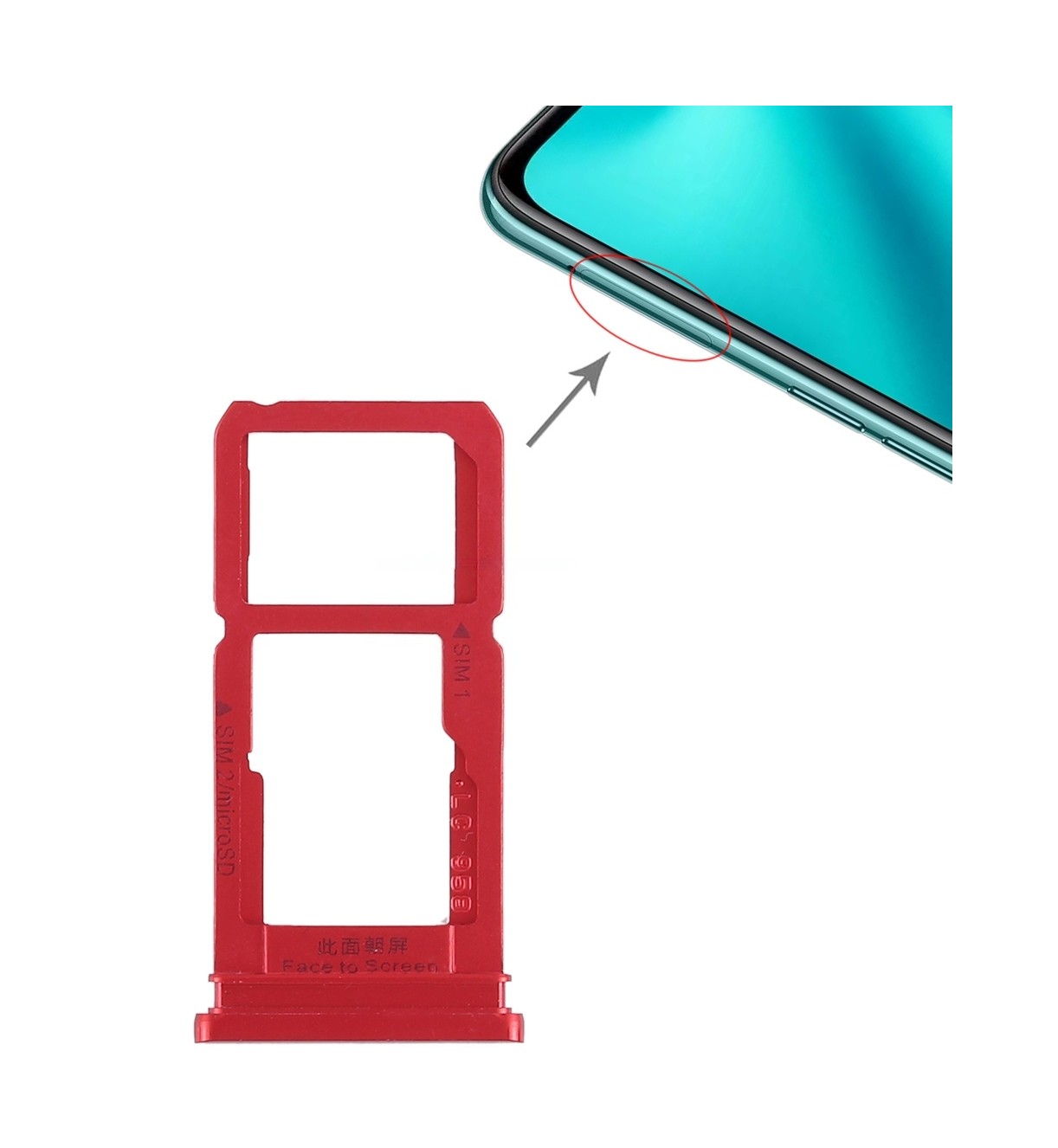 For OPPO R15 SIM Card Tray + SIM Card Tray / Micro SD Card Tray (Red)