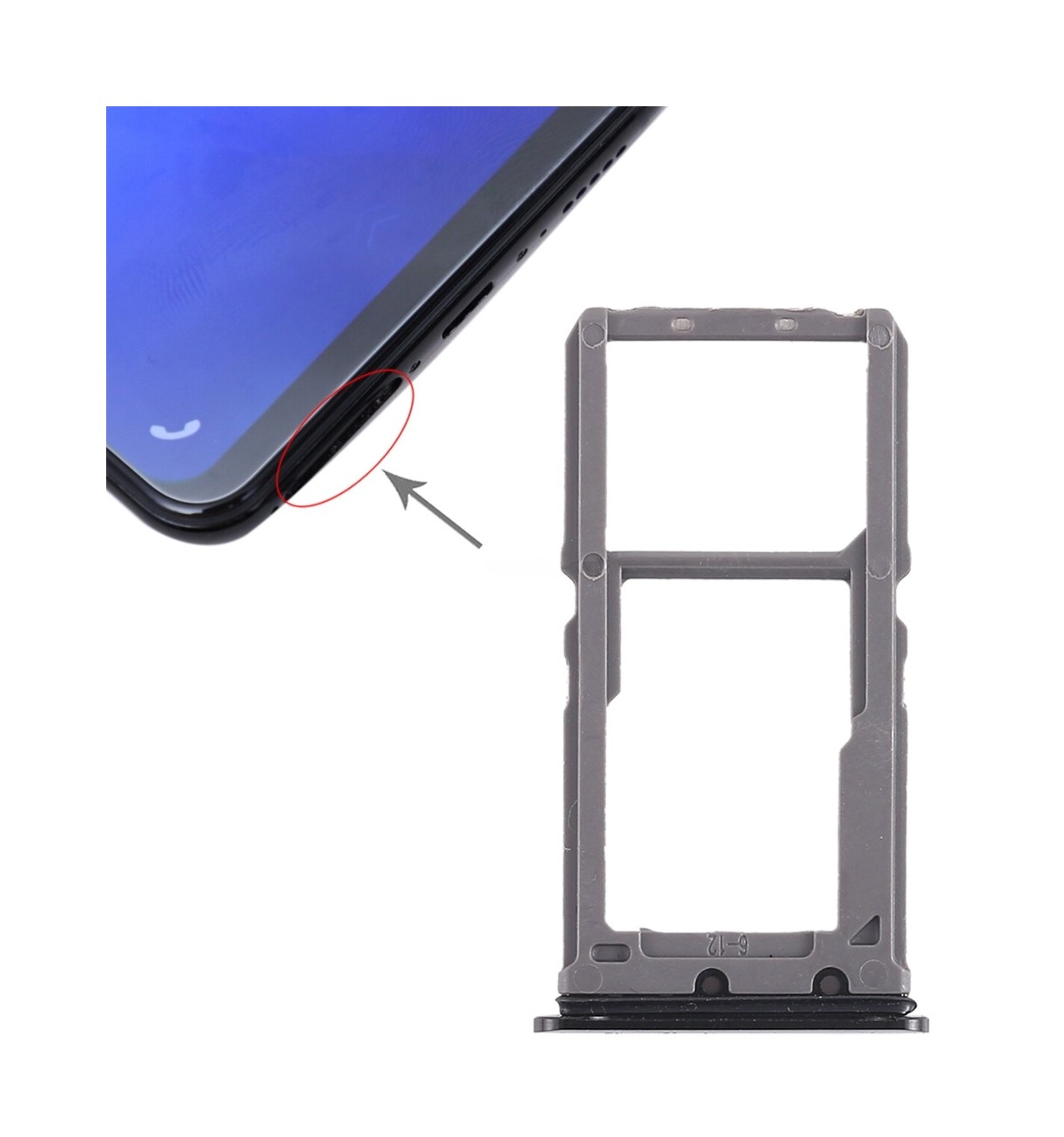 For Vivo X21 SIM Card Tray + SIM Card Tray / Micro SD Card Tray (Black)