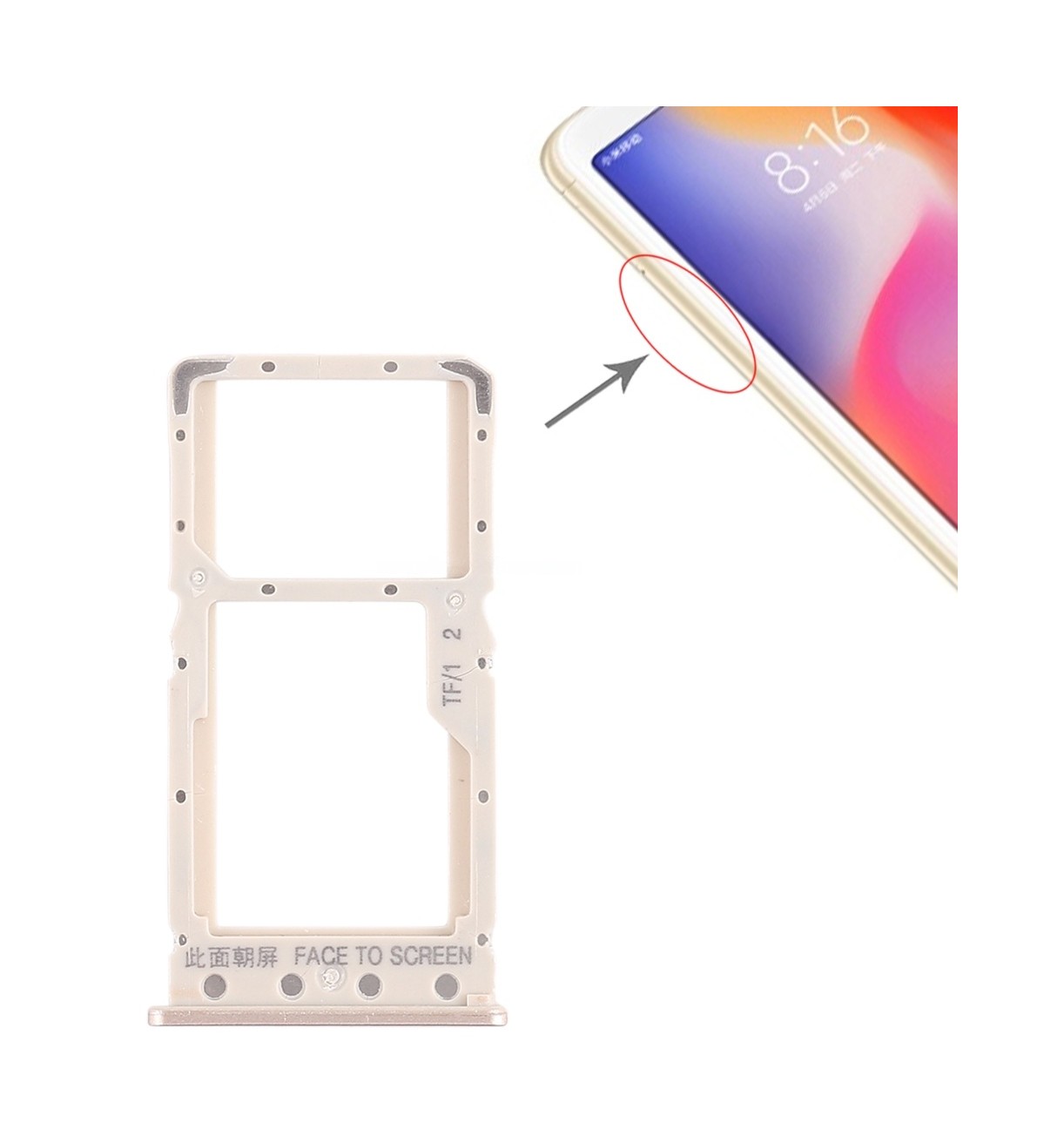 SIM Card Tray + SIM Card Tray / Micro SD Card Tray for Xiaomi Redmi 6 / Redmi 6A(Gold)