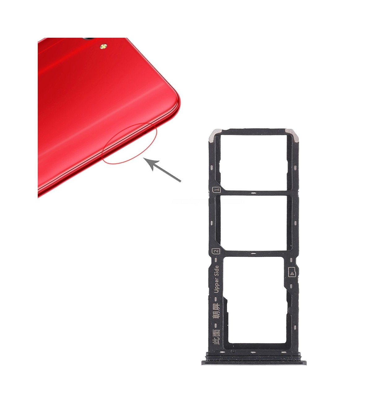 For Vivo Y83 2 x SIM Card Tray + Micro SD Card Tray (Black)