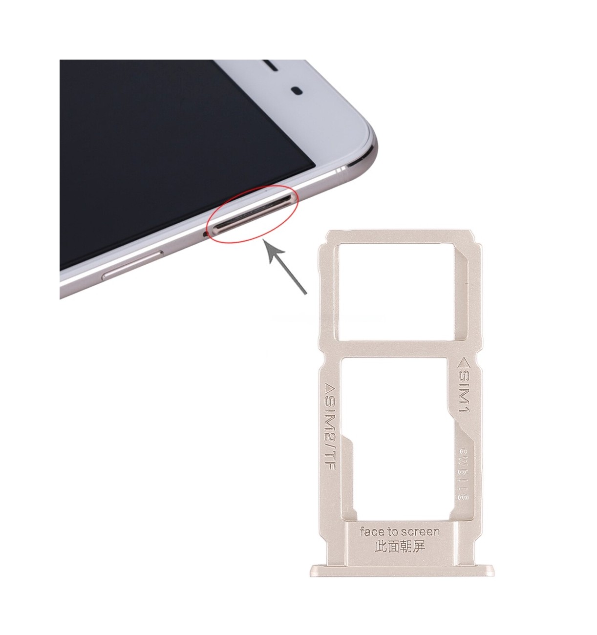 For OPPO R9sk SIM Card Tray + SIM Card Tray / Micro SD Card Tray (Gold)