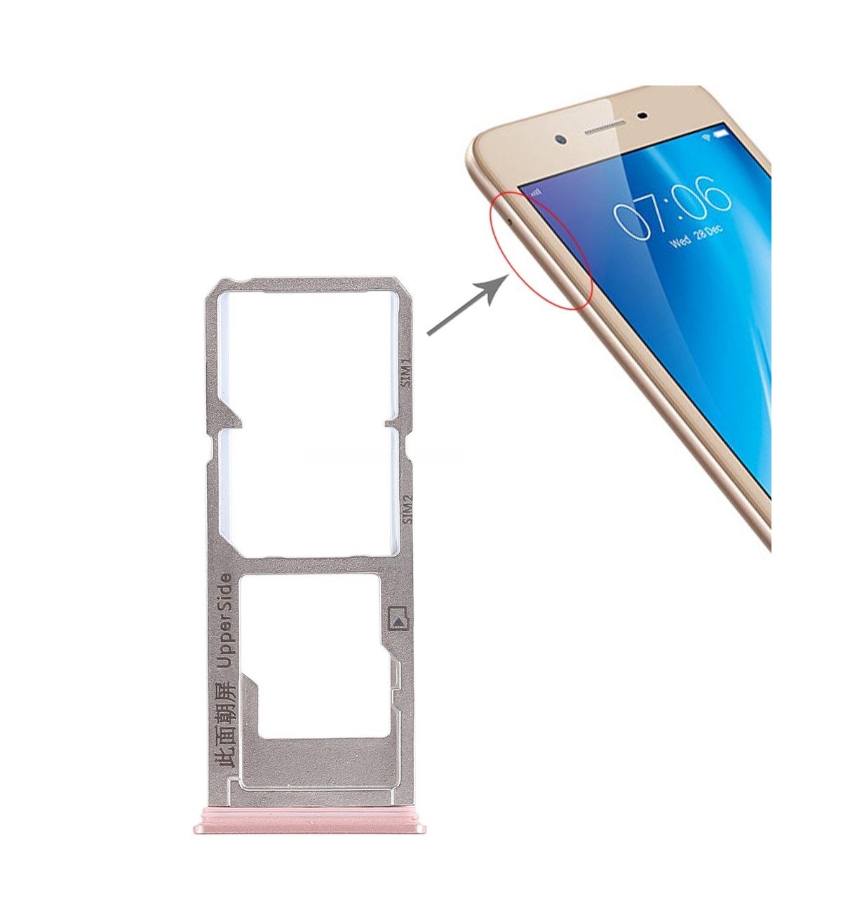 For Vivo Y53 2 x SIM Card Tray + Micro SD Card Tray (Rose Gold)